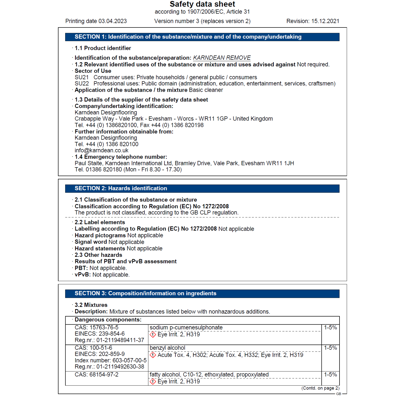 karndean commercial remove safety data sheets