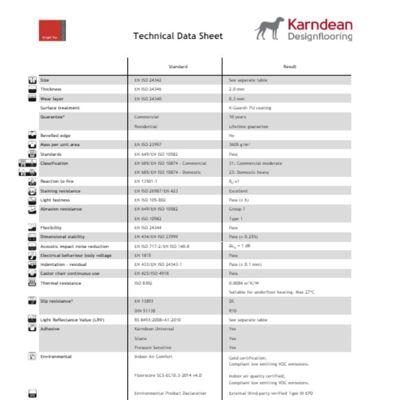 Karndean commercial knight tile glue down technical data sheet