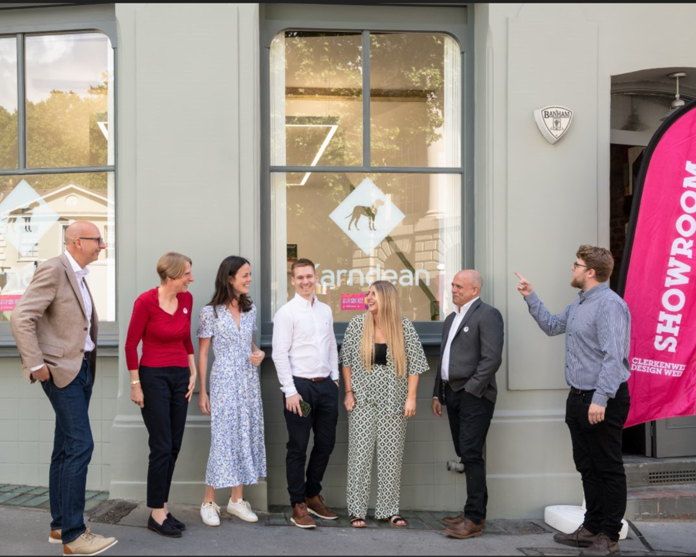 Karndean Commercial flooring specialists team in front of the London showroom at Clerkenwell